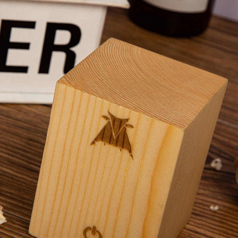 Wooden Cube Accent Table Lamp with Touch Control & USB Charging