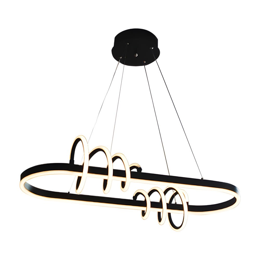 Modern Dimmable LED Spiral Chandelier - Black Aluminum & Silicone