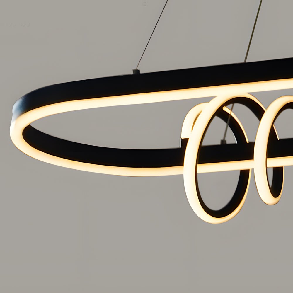 Modern Dimmable LED Spiral Chandelier - Black Aluminum & Silicone