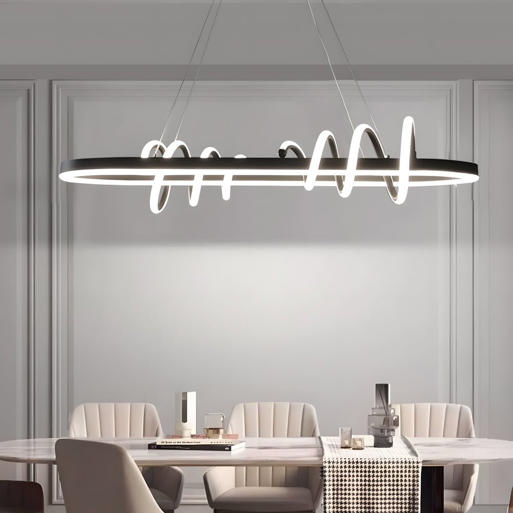 Modern Dimmable LED Spiral Chandelier - Black Aluminum & Silicone
