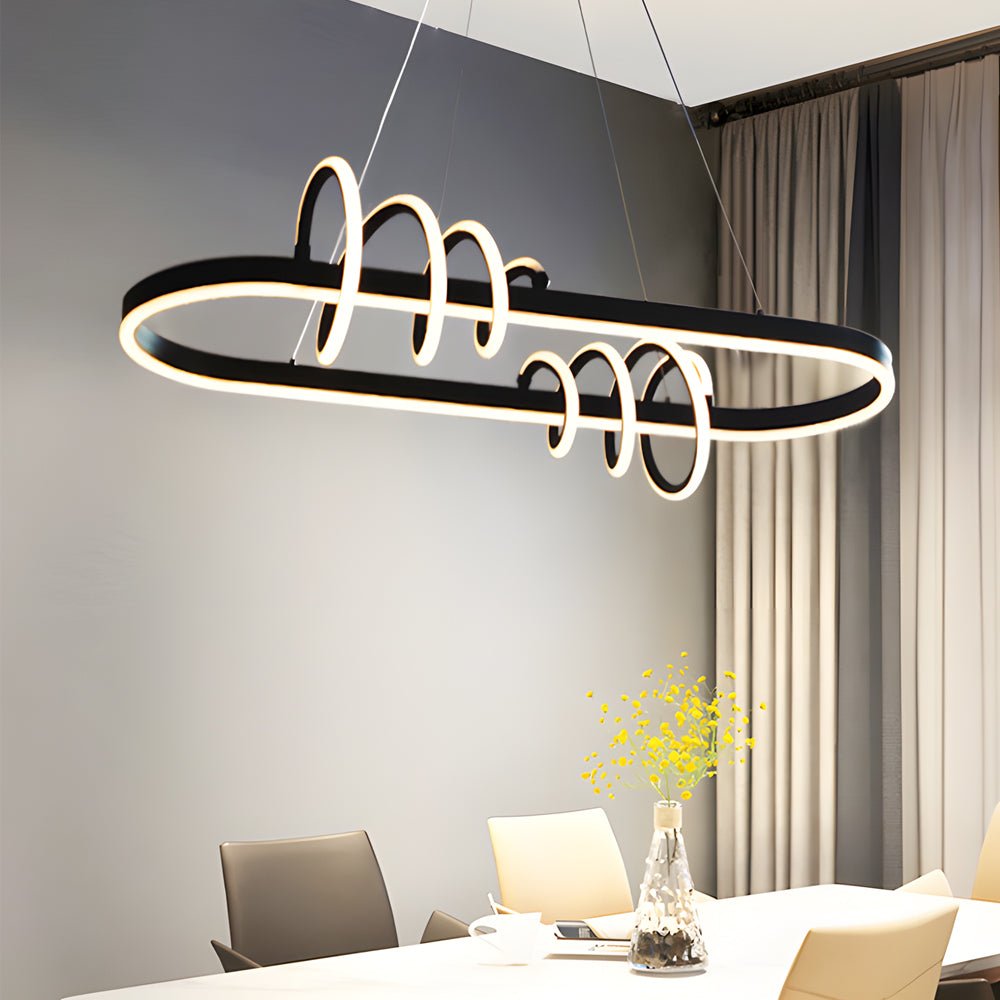 Modern Dimmable LED Spiral Chandelier - Black Aluminum & Silicone