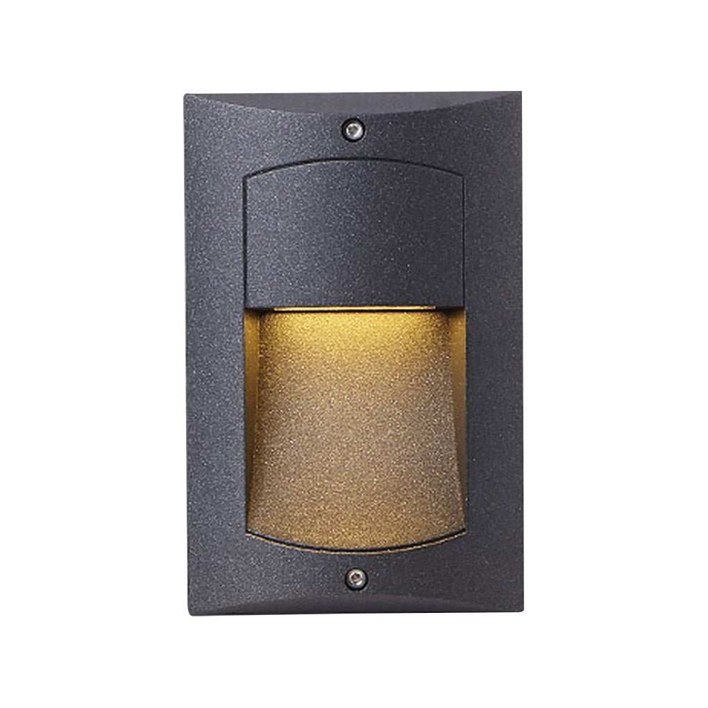 Rectangle LED Recessed Outdoor Step Light - Modern Black Aluminum