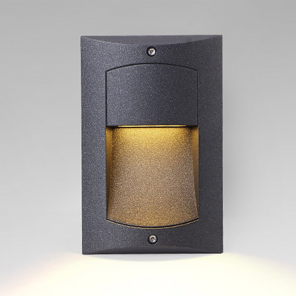 Rectangle LED Recessed Outdoor Step Light - Modern Black Aluminum