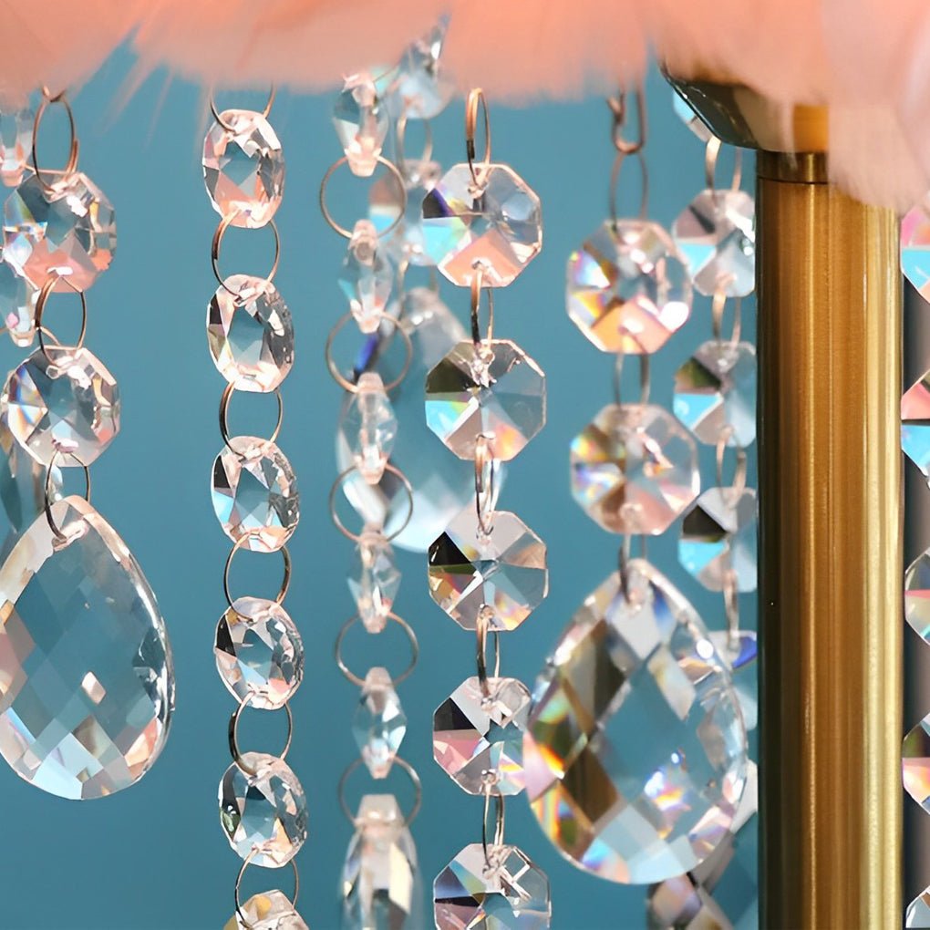 Modern Feather Crystal Table Lamp with Warm LED Ambient Lighting