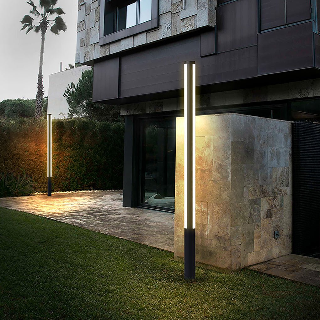 Modern LED Bollard Light - Industrial Outdoor Post Lamp - Aluminum