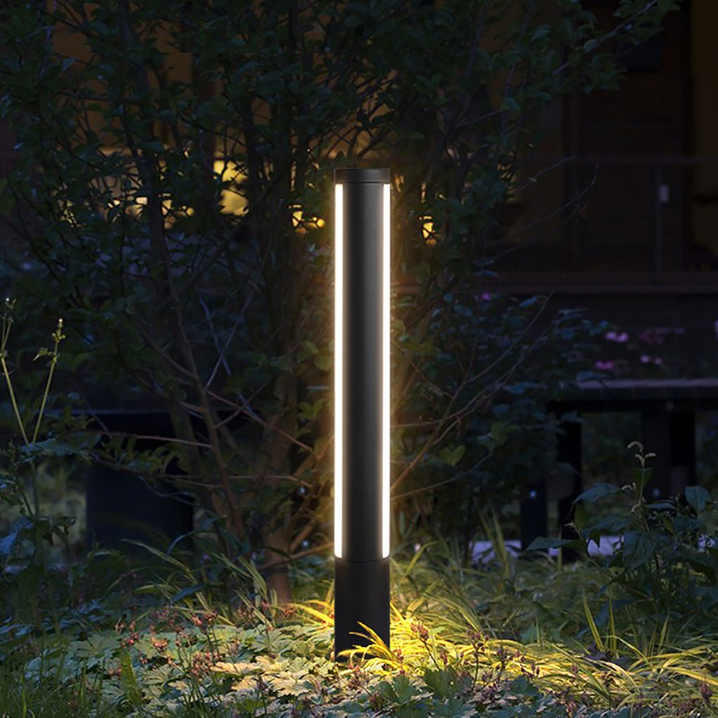 Modern LED Bollard Light - Industrial Outdoor Post Lamp - Aluminum