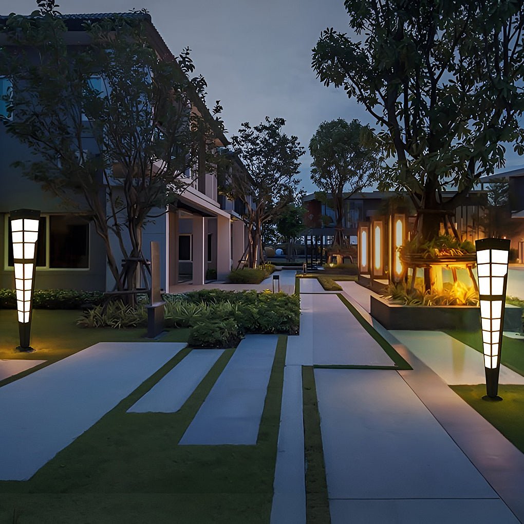 Modern Stainless Steel Outdoor Post Light with Marble Shade