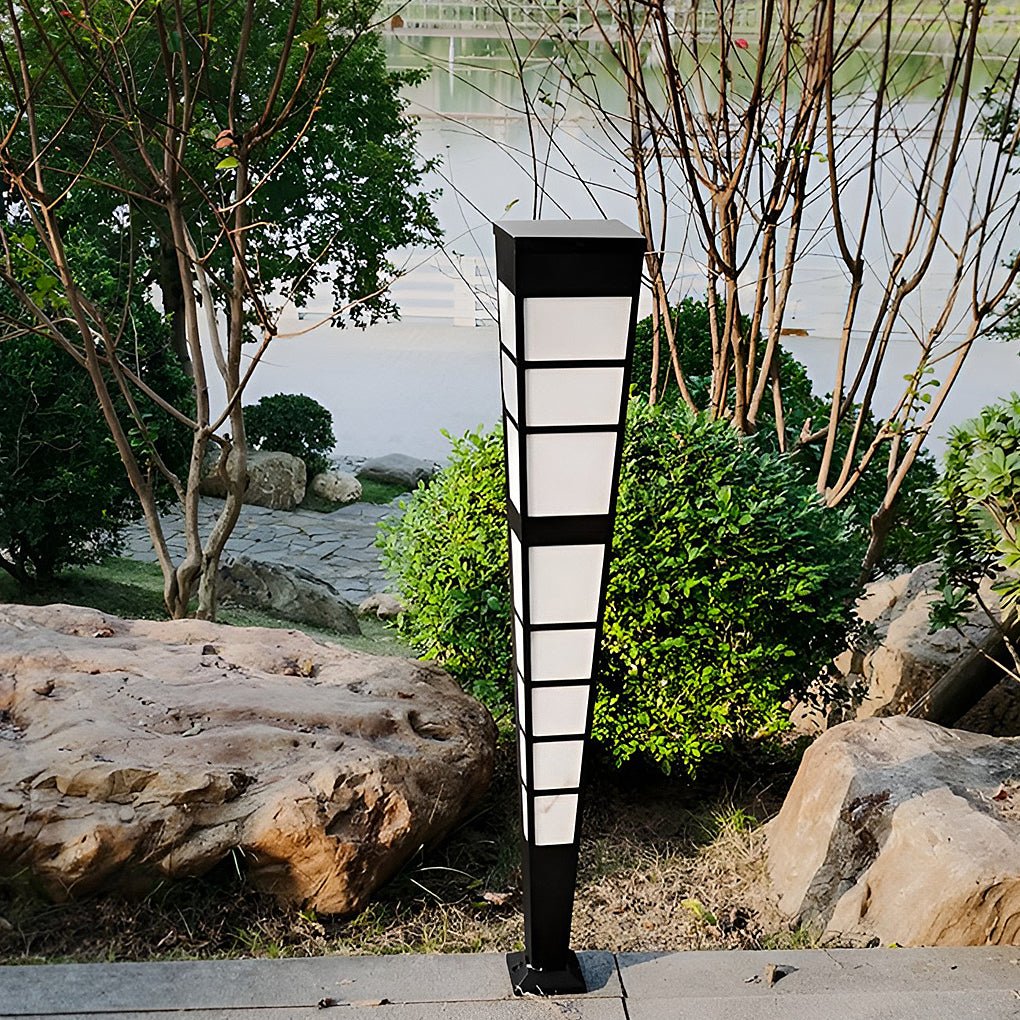 Modern Stainless Steel Outdoor Post Light with Marble Shade