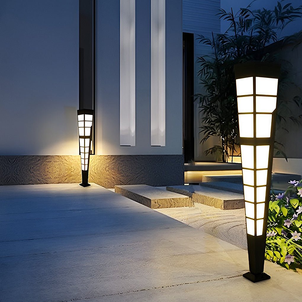 Modern Stainless Steel Outdoor Post Light with Marble Shade