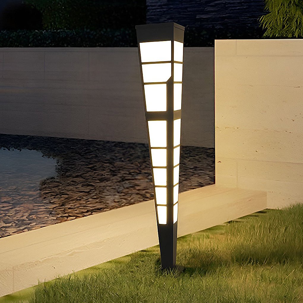 Modern Stainless Steel Outdoor Post Light with Marble Shade