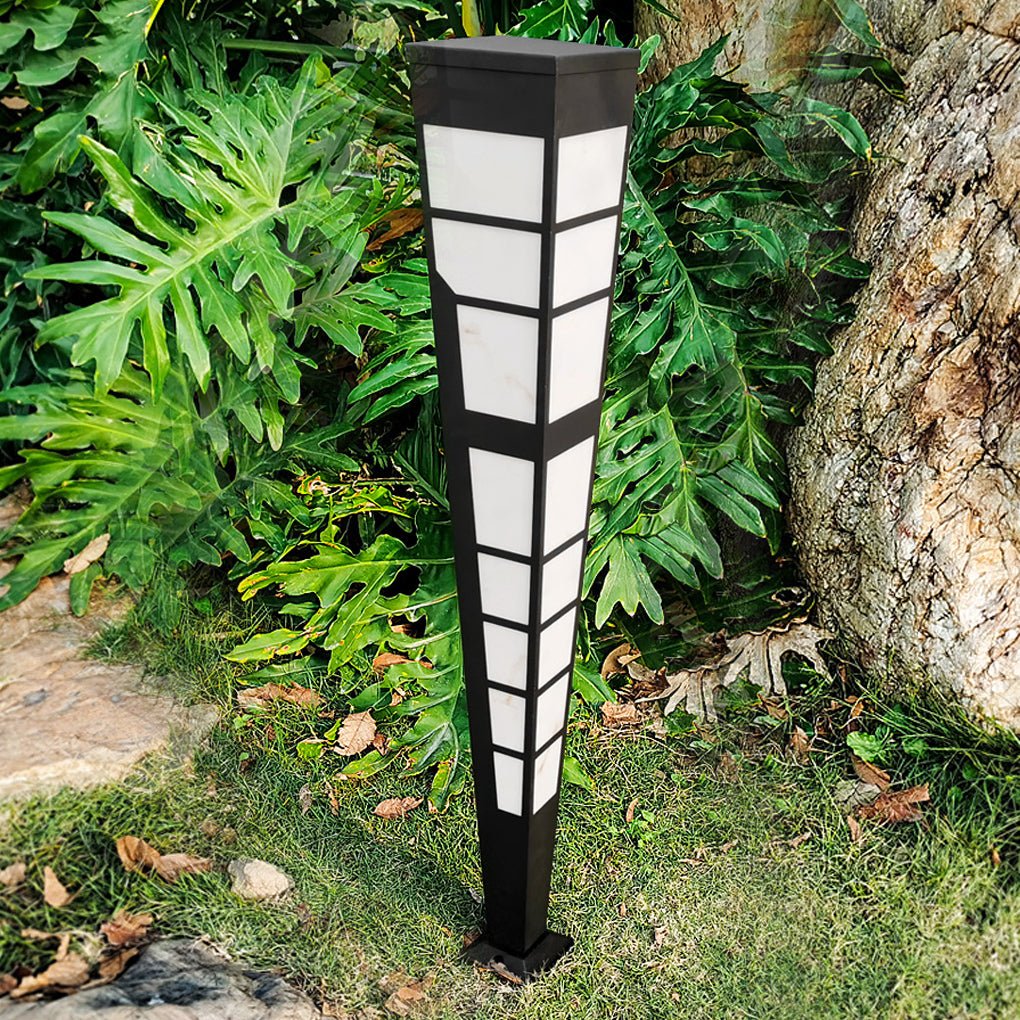 Modern Stainless Steel Outdoor Post Light with Marble Shade