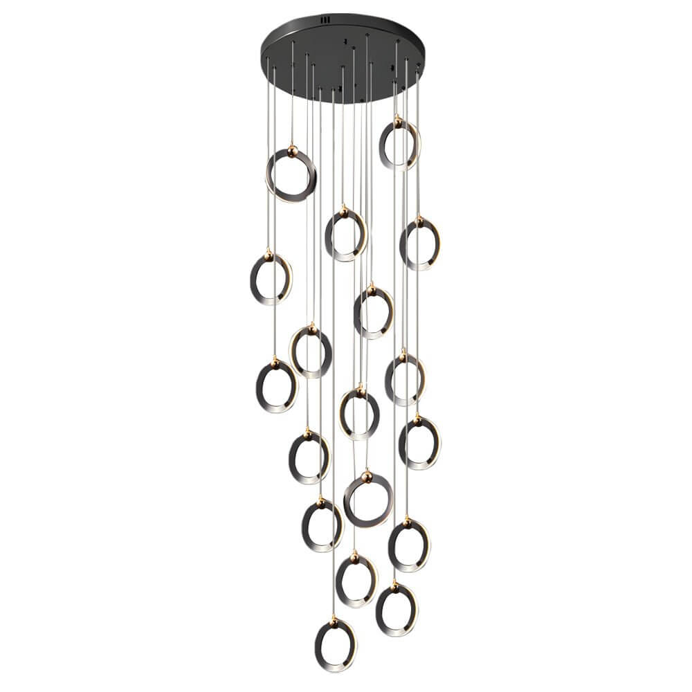 Modern Ring Staircase Chandelier - Dimmable LED Multi-Light