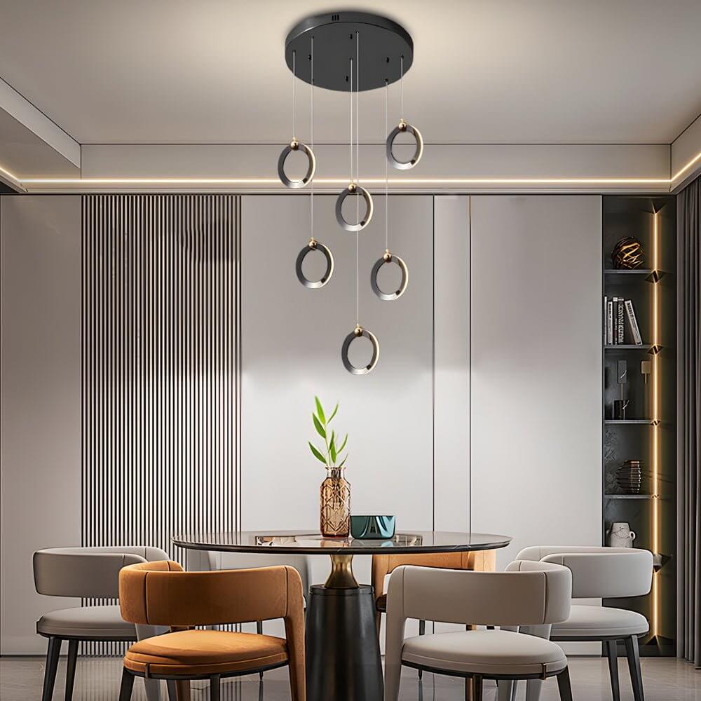 Modern Ring Staircase Chandelier - Dimmable LED Multi-Light