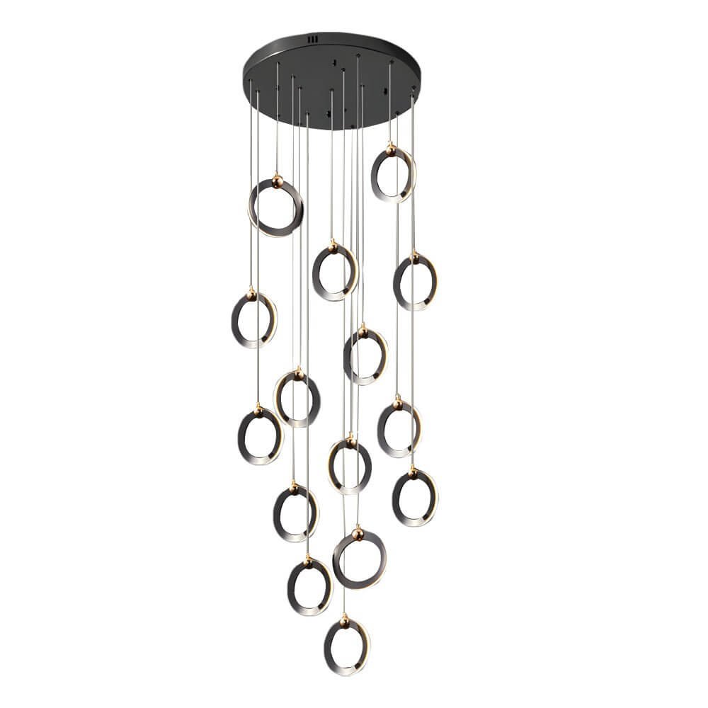Modern Ring Staircase Chandelier - Dimmable LED Multi-Light