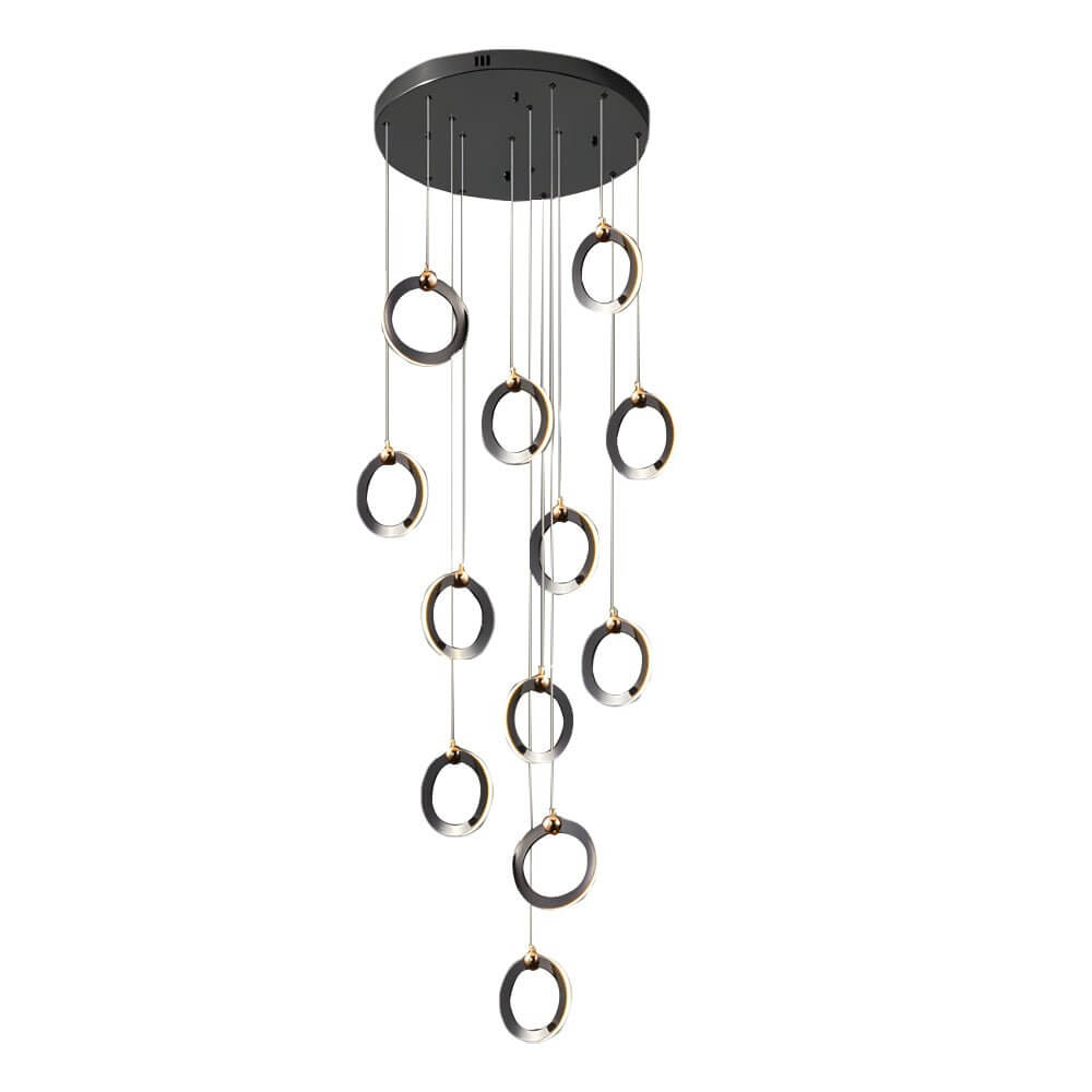 Modern Ring Staircase Chandelier - Dimmable LED Multi-Light