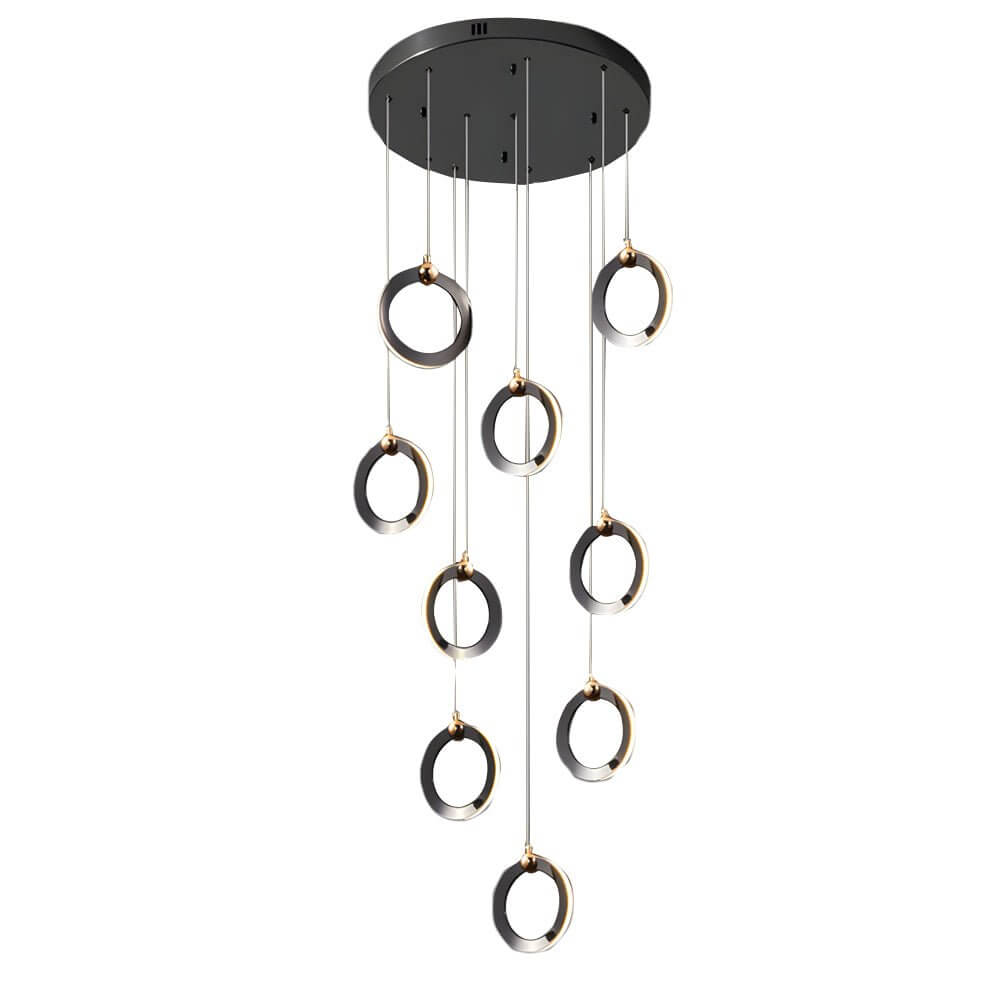 Modern Ring Staircase Chandelier - Dimmable LED Multi-Light