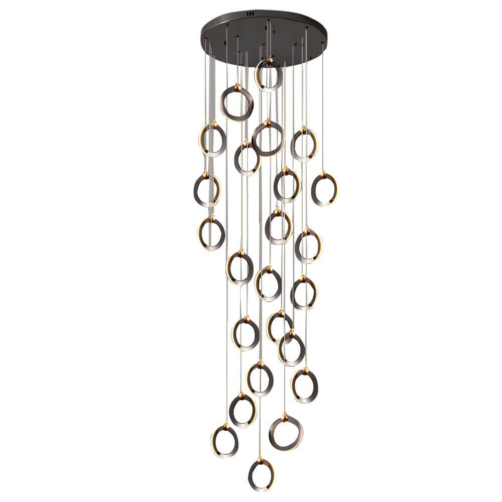Modern Ring Staircase Chandelier - Dimmable LED Multi-Light