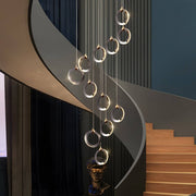 Modern Ring Staircase Chandelier - Dimmable LED Multi-Light