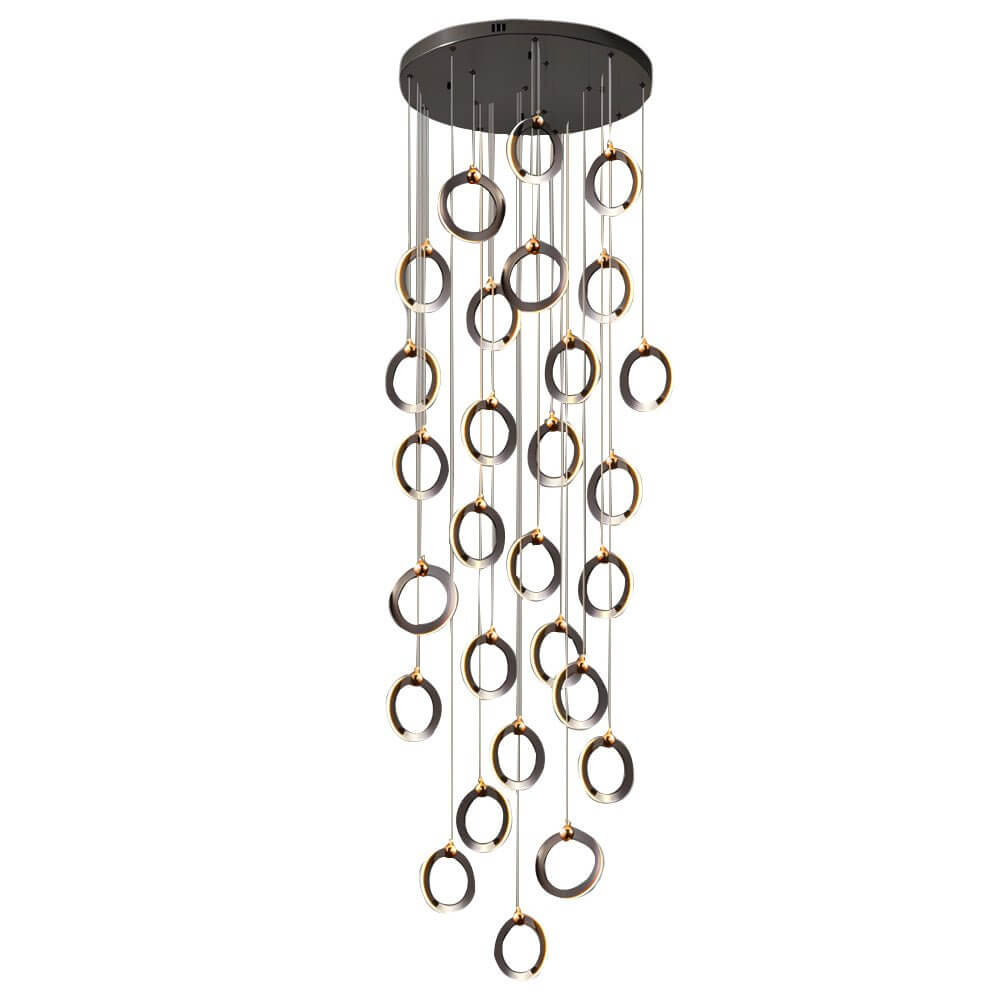 Modern Ring Staircase Chandelier - Dimmable LED Multi-Light