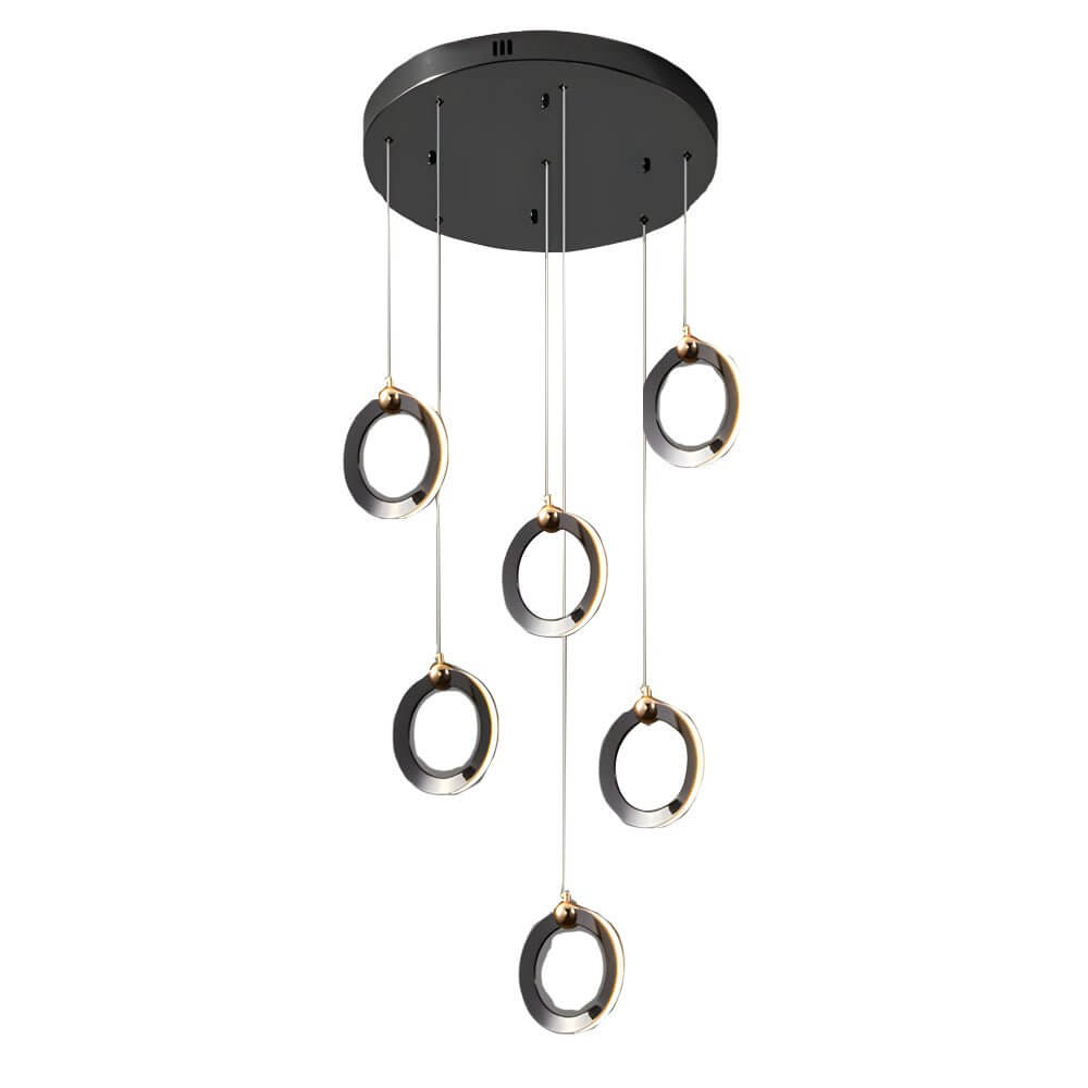 Modern Ring Staircase Chandelier - Dimmable LED Multi-Light