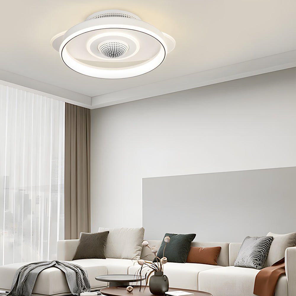 Modern Bladeless Ceiling Fan with Dimmable LED Light White