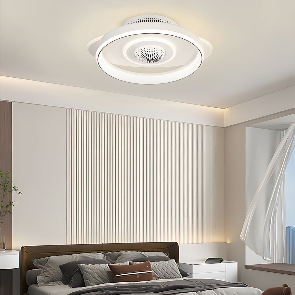 Modern Bladeless Ceiling Fan with Dimmable LED Light White