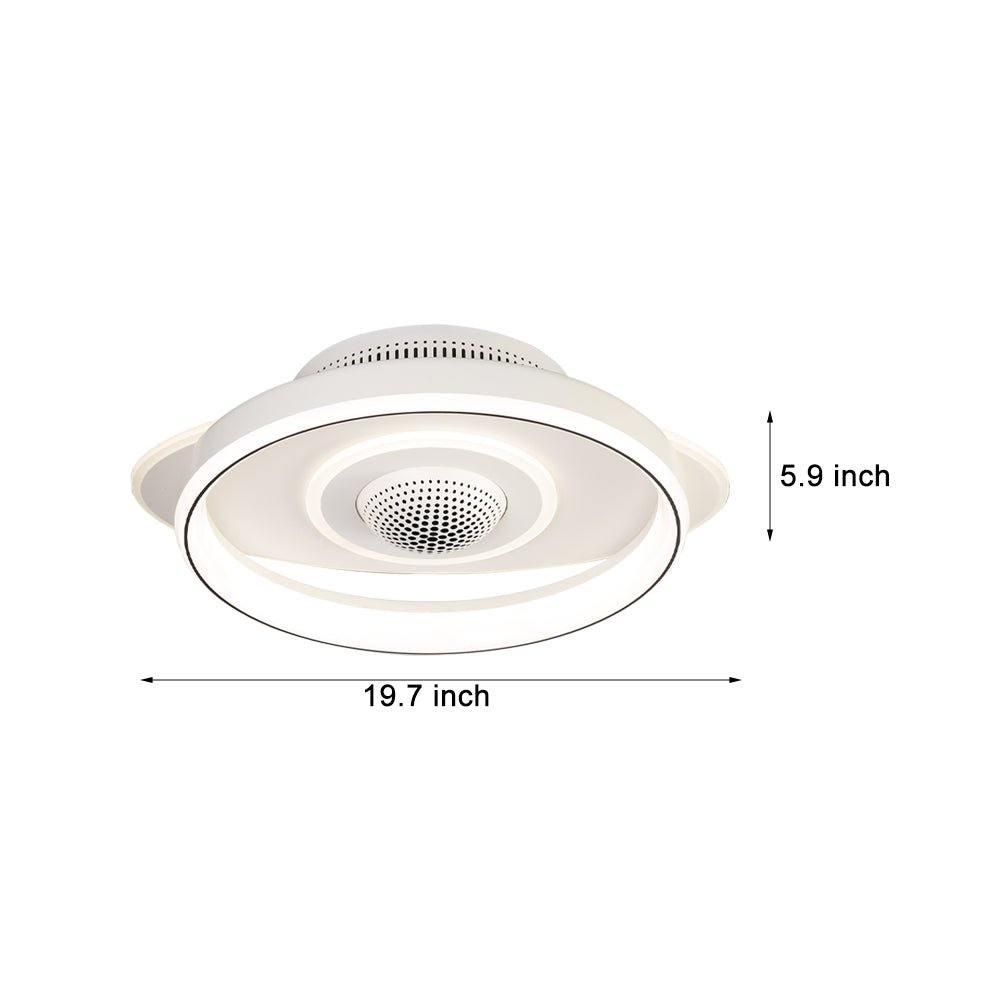 Modern Bladeless Ceiling Fan with Dimmable LED Light White