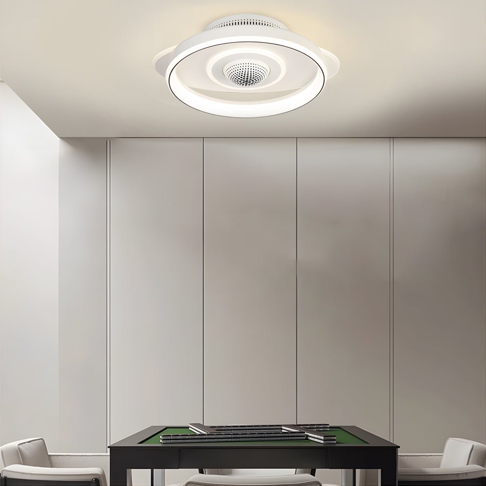 Modern Bladeless Ceiling Fan with Dimmable LED Light White