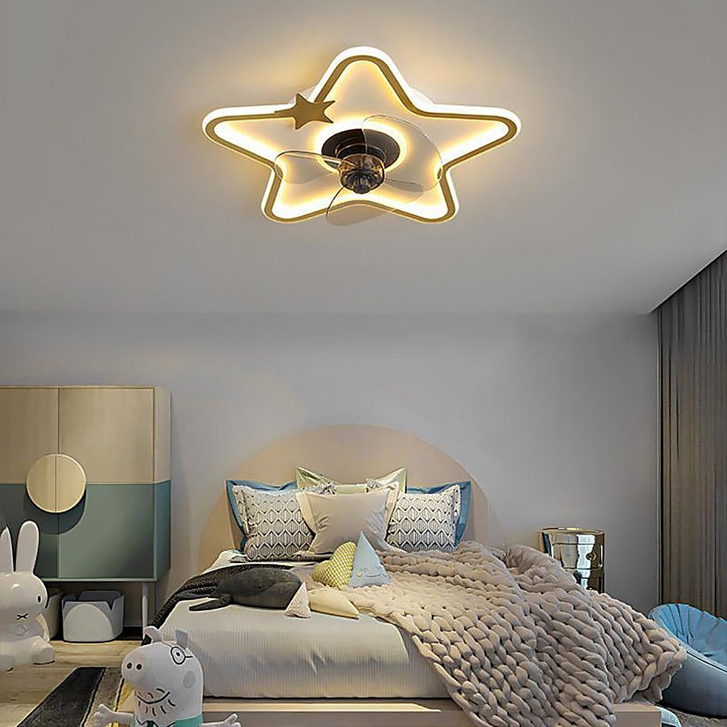 Star Shaped LED Flush Mount Ceiling Fan with Remote Control