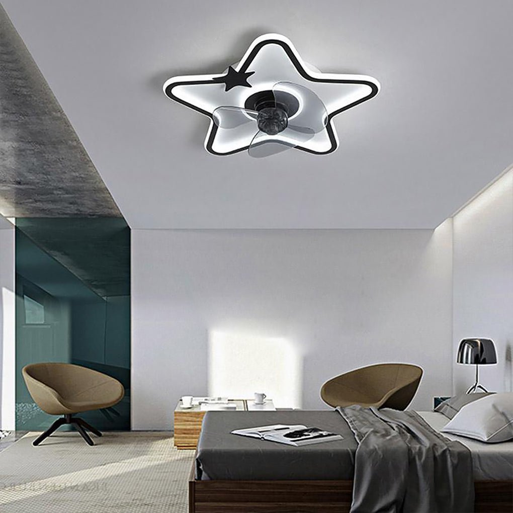 Star Shaped LED Flush Mount Ceiling Fan with Remote Control