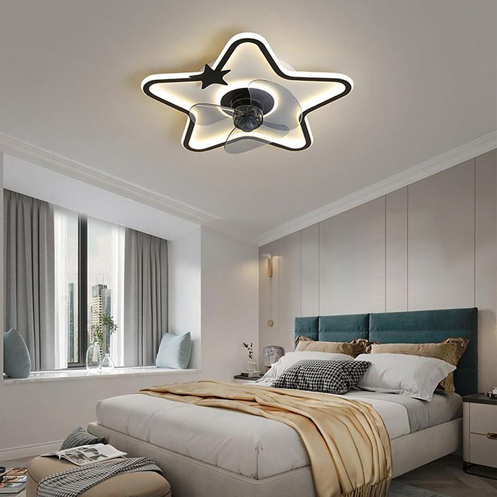 Star Shaped LED Flush Mount Ceiling Fan with Remote Control