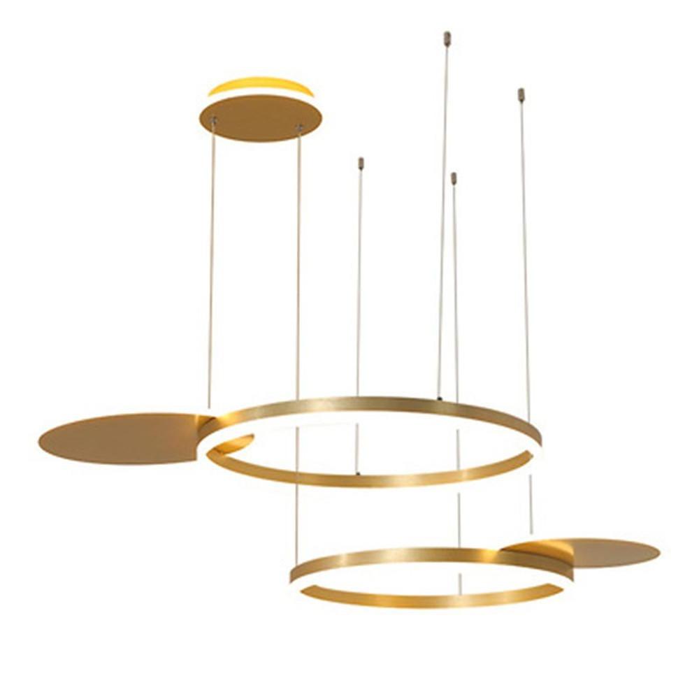 Modern 5-Ring LED Chandelier in Gold and Brown Finish