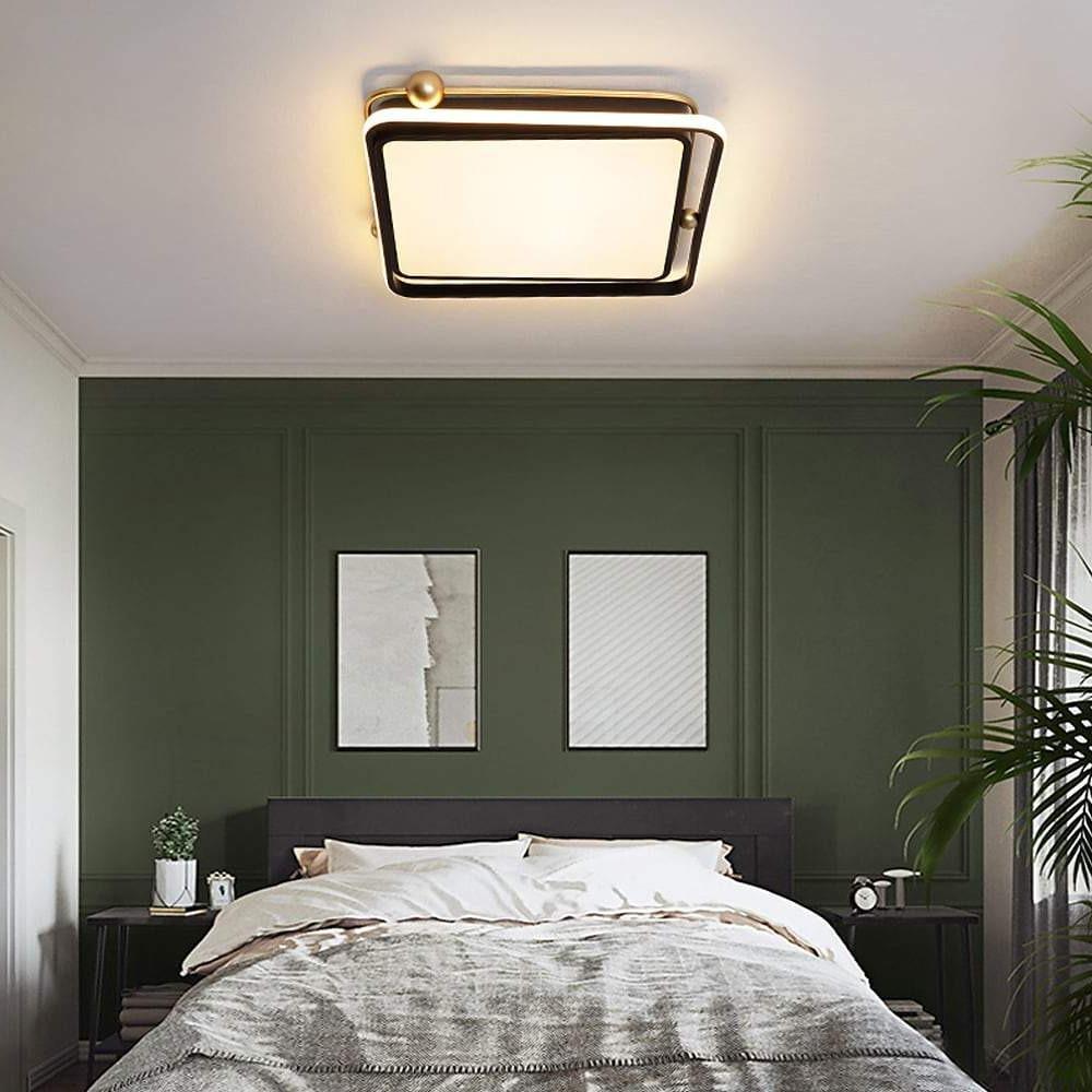 Geometric LED Flush Mount Ceiling Light - Dimmable Acrylic Shade