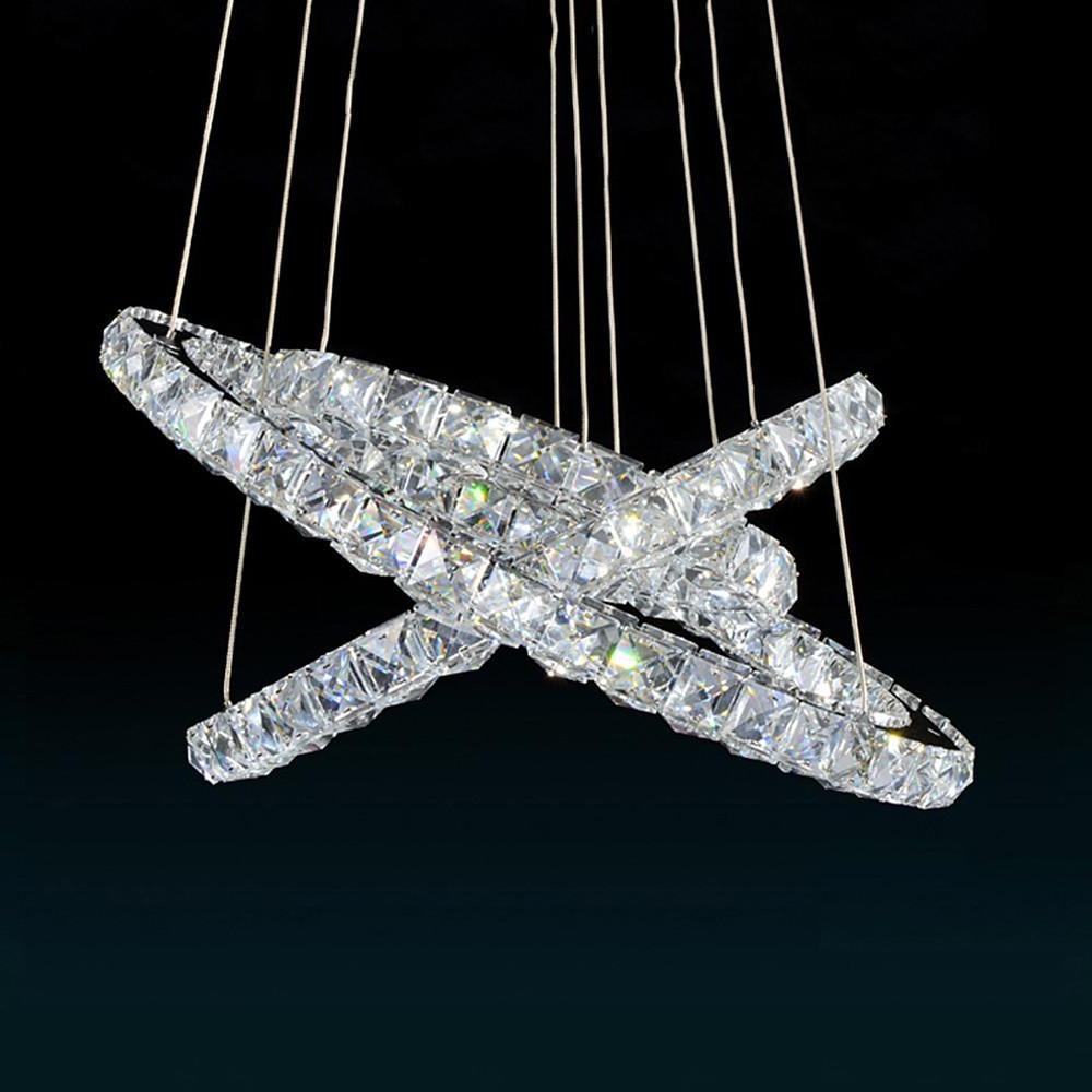 Modern Gold Crystal Chandelier with 3 Concentric LED Rings