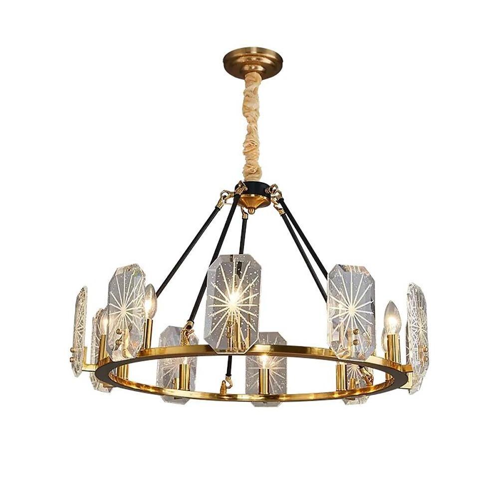 Crystal Wagon Wheel Chandelier - Gold Finish - 8 or 10 Lights