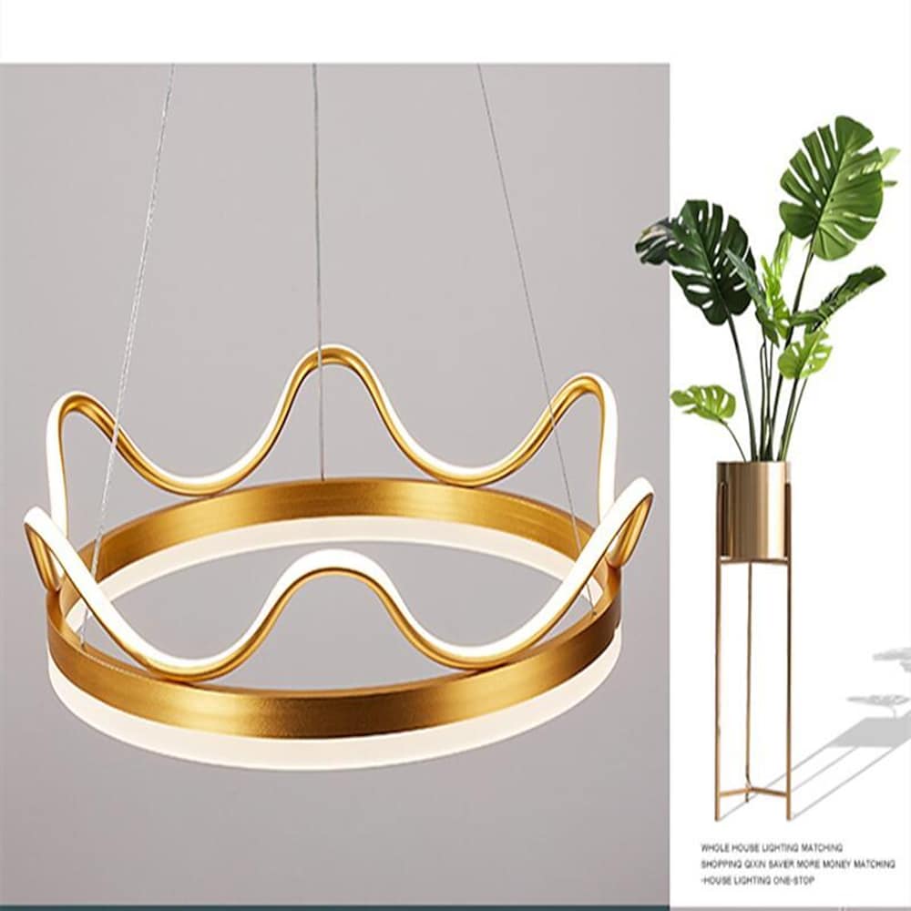 Dimmable LED Ring Chandelier Crown Design Aluminum & Acrylic