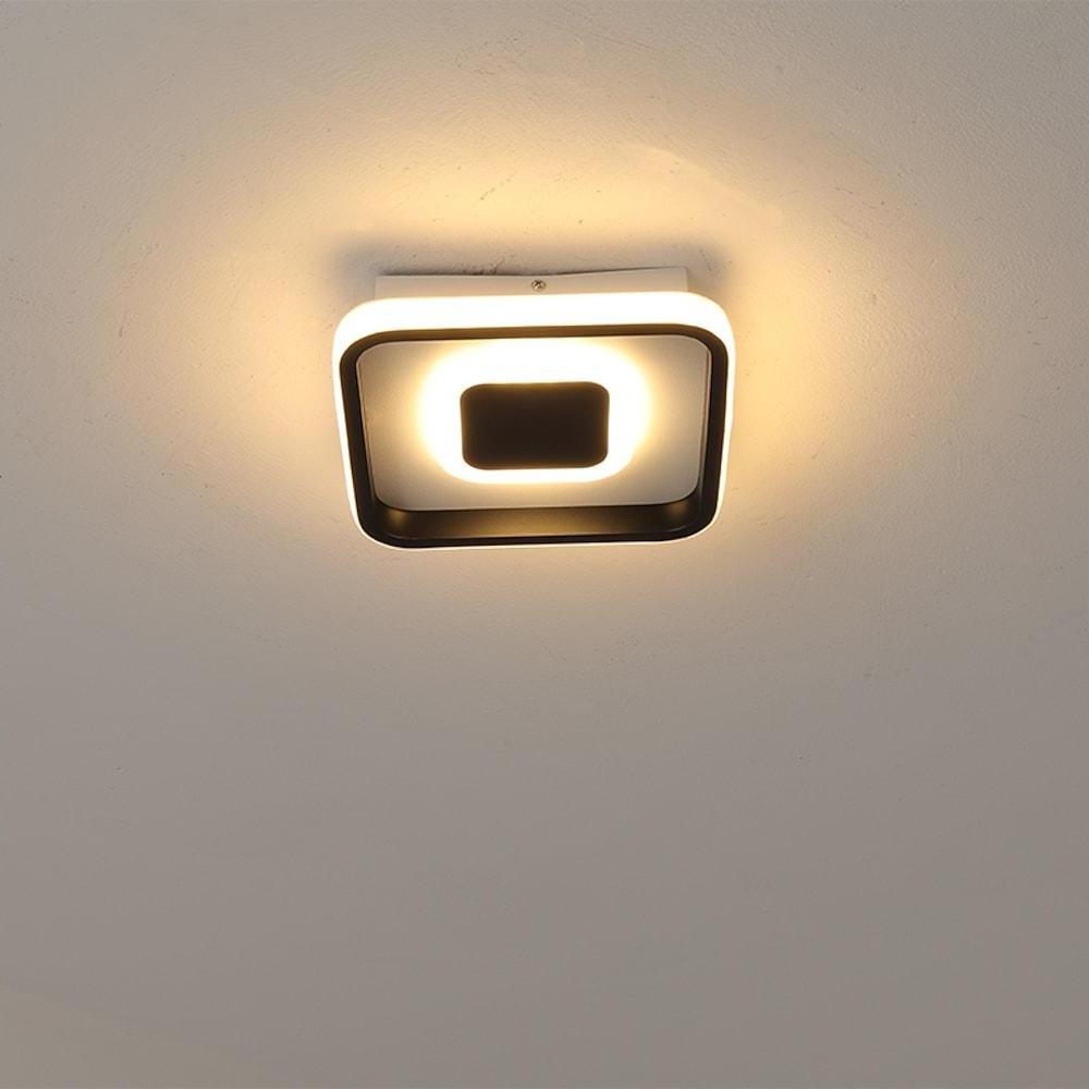 Dual Square LED Black Flush Mount Ceiling Light Modern Minimal