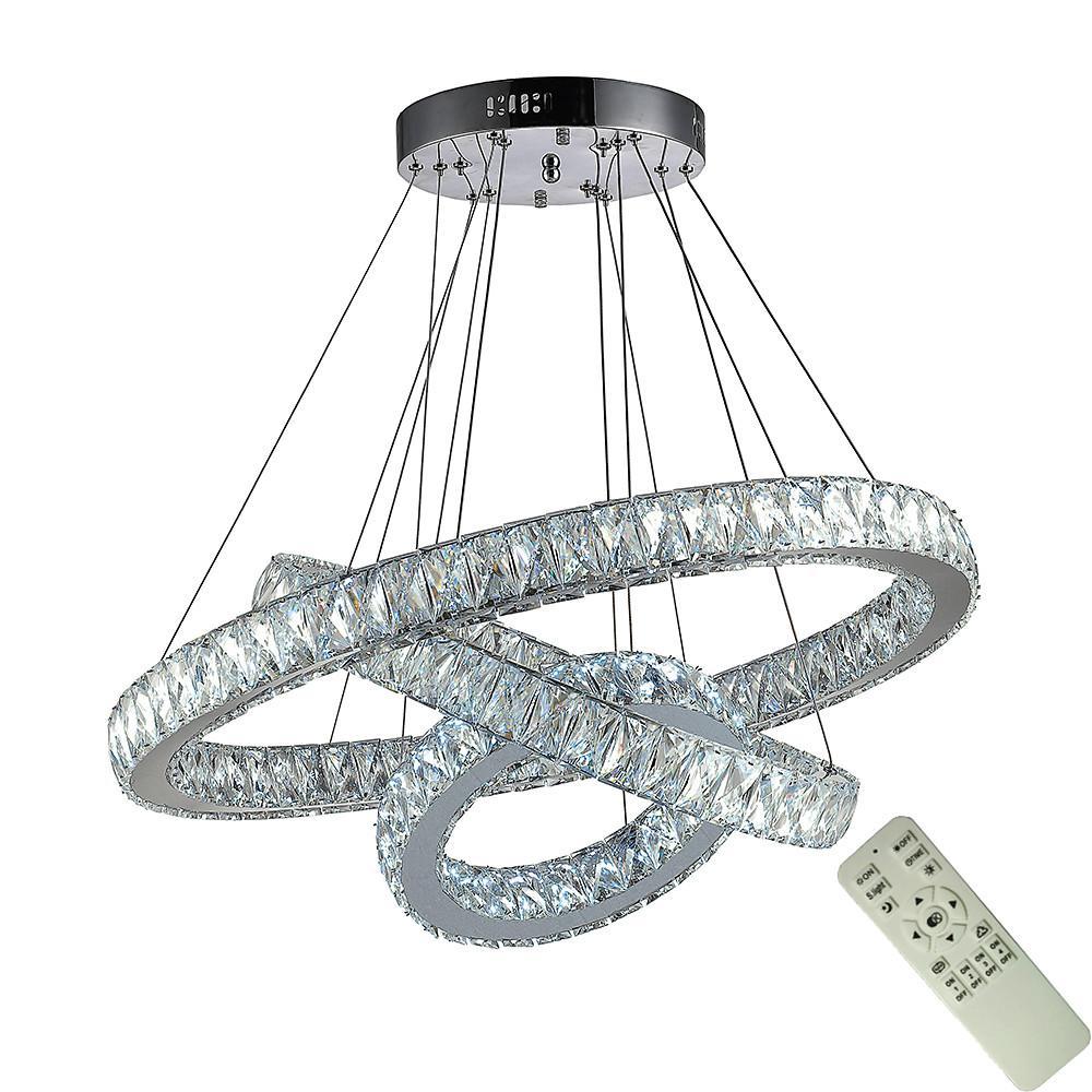 Interwoven Circle Crystal Chandelier Modern 3-Tier Metal Ceiling Light