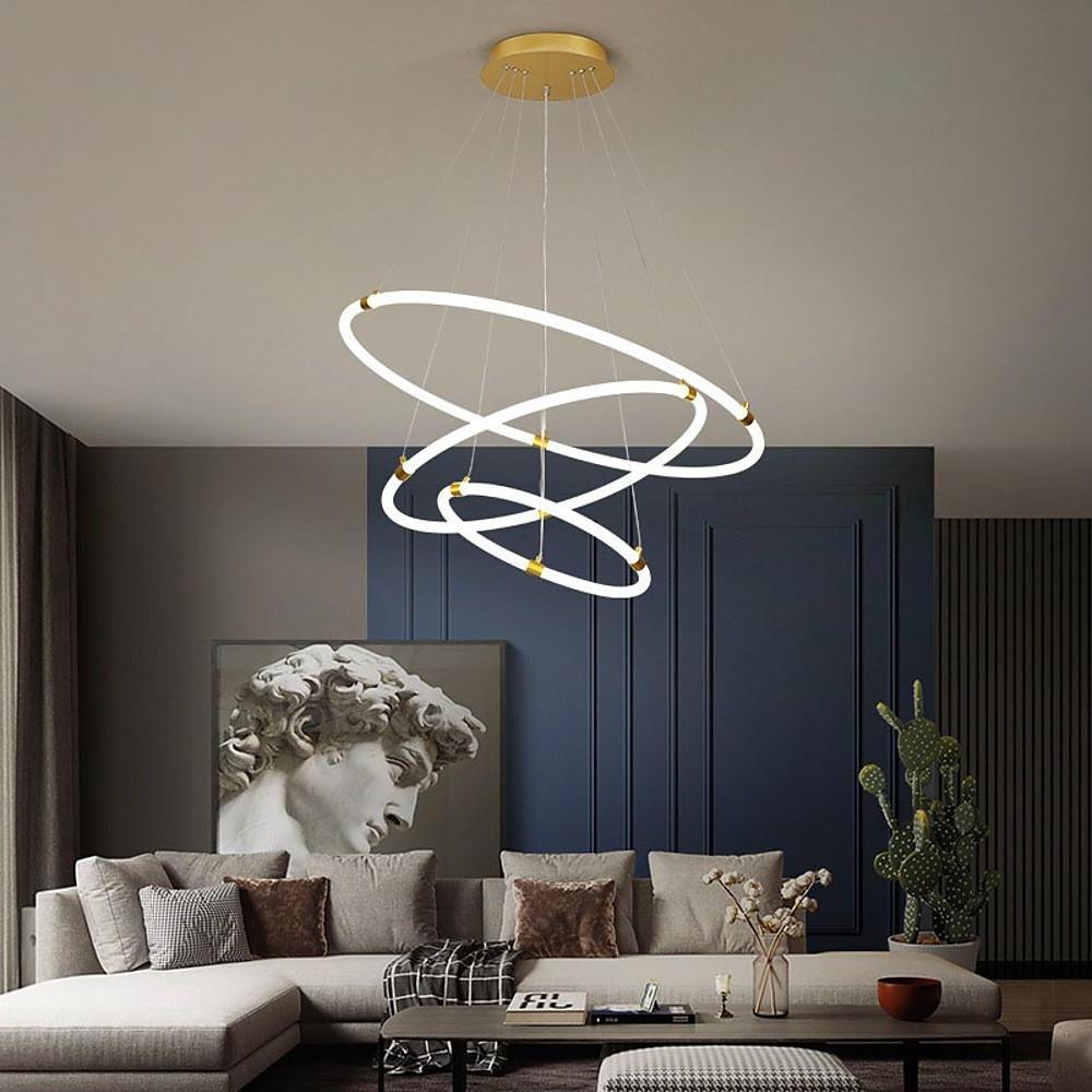 Modern Circular LED Chandelier - 2/3-Light Gold Metal & Acrylic