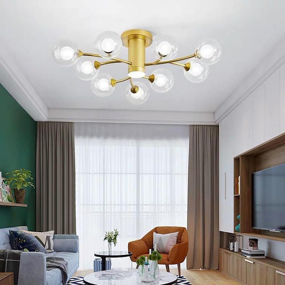 Modern Globe Glass Flush Mount Ceiling Light with LED Bulbs