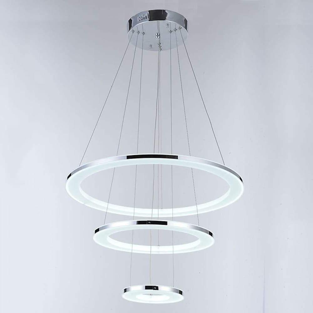 Adjustable 3-Ring LED Chandelier Modern 24" Hanging Ceiling Light