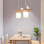 Rustic Wood and Glass Adjustable Pendant Light - 2 or 3 Lights