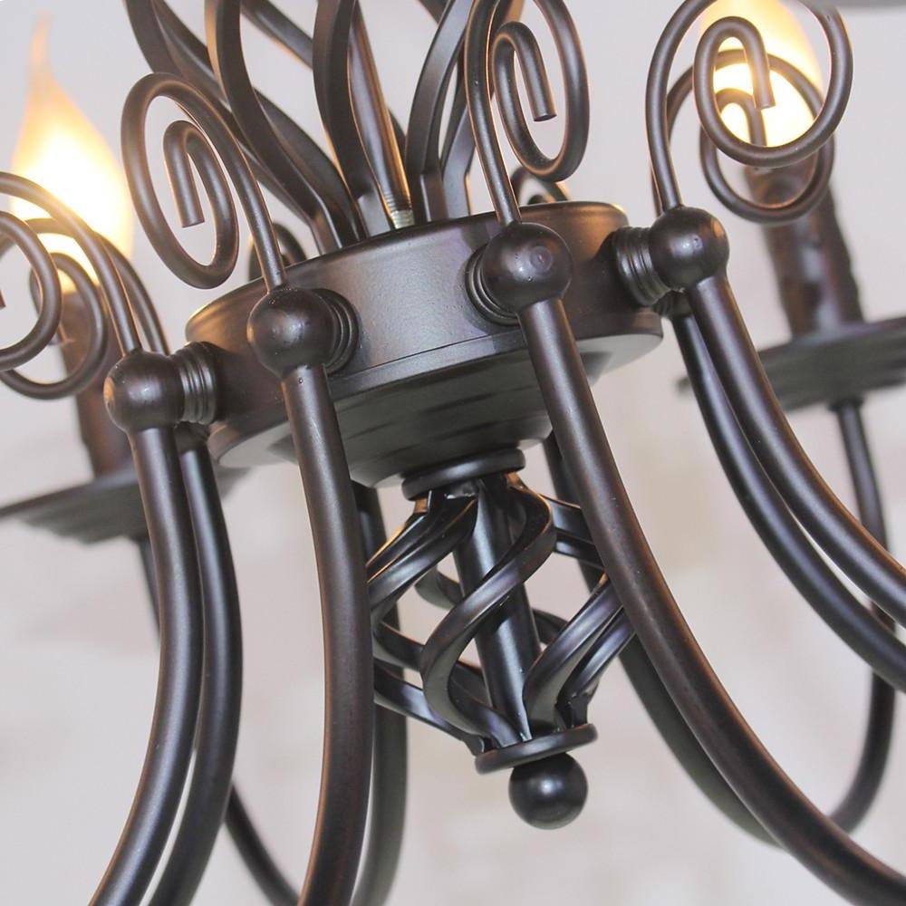 6-Light Candle Style Metal Chandelier - Rustic Industrial Design