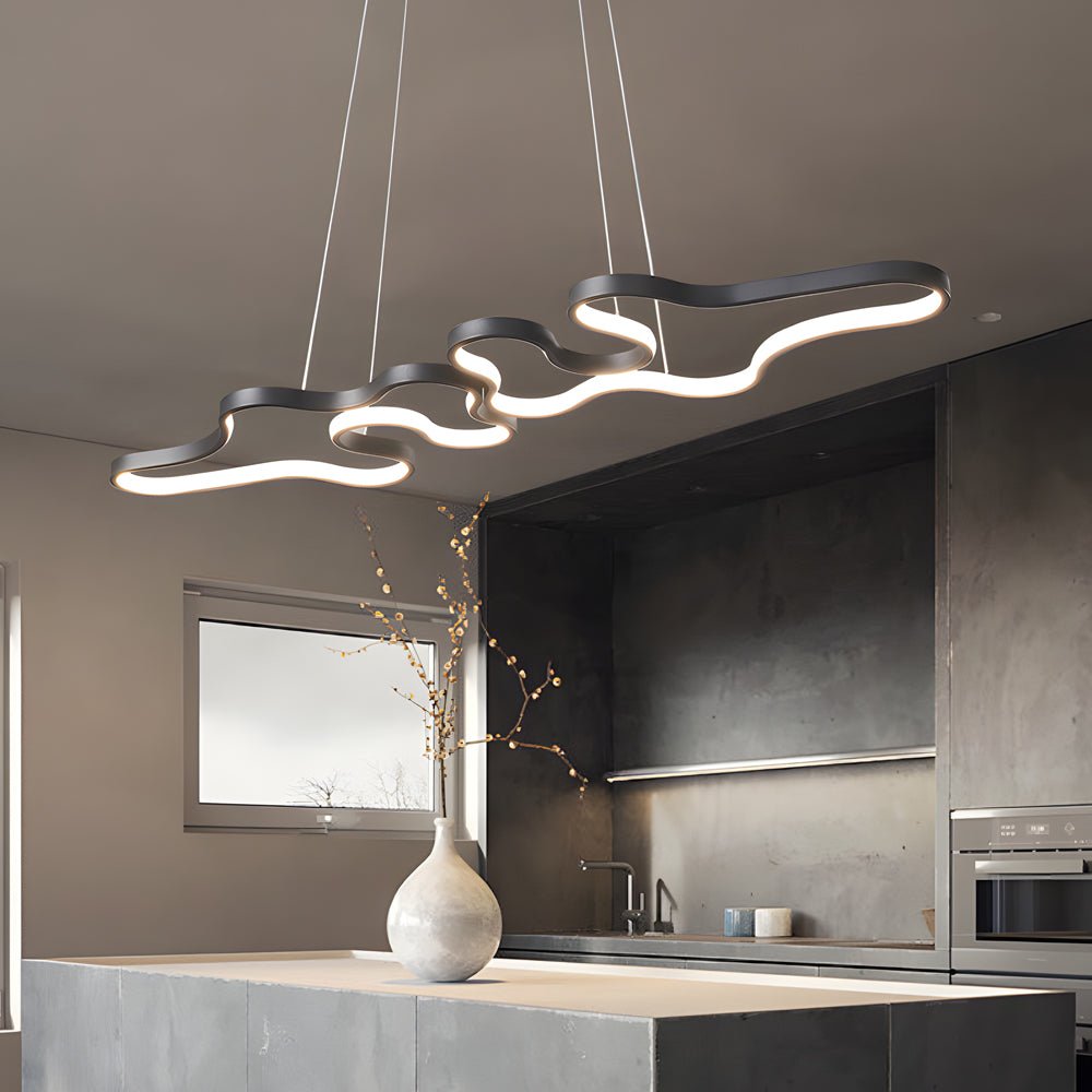 Modern LED Pendant Light - Curved Aluminum & Silica Gel Design