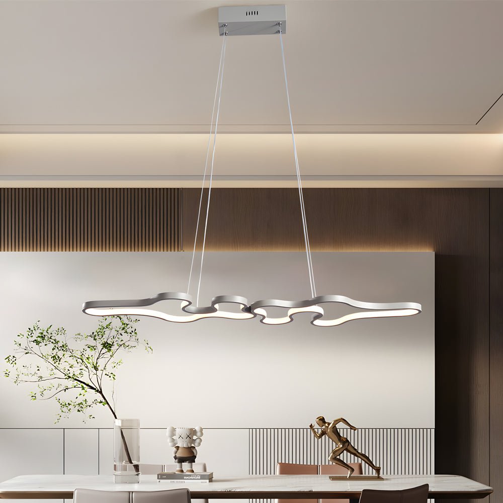 Modern LED Pendant Light - Curved Aluminum & Silica Gel Design