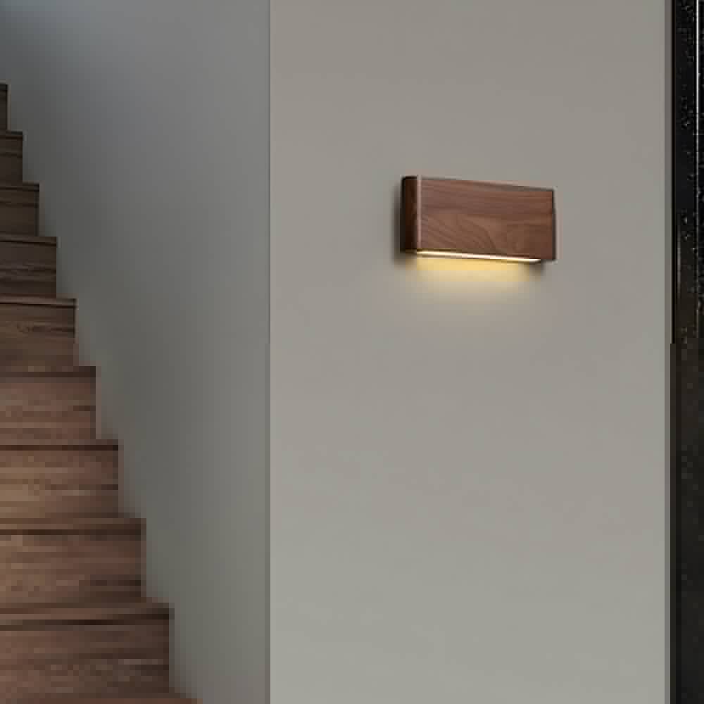 Linear Walnut Wood LED Wall Sconce - Modern Minimalist Design