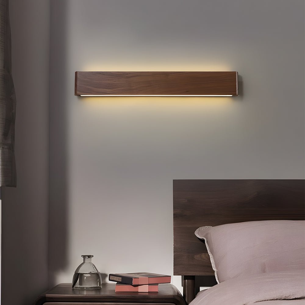 Linear Walnut Wood LED Wall Sconce - Modern Minimalist Design