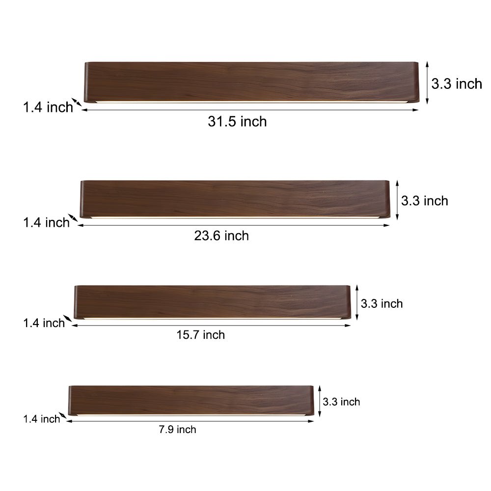 Linear Walnut Wood LED Wall Sconce - Modern Minimalist Design