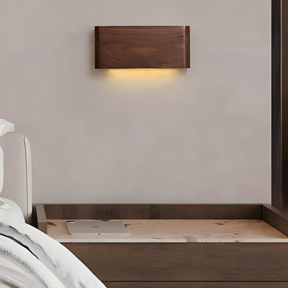 Linear Walnut Wood LED Wall Sconce - Modern Minimalist Design