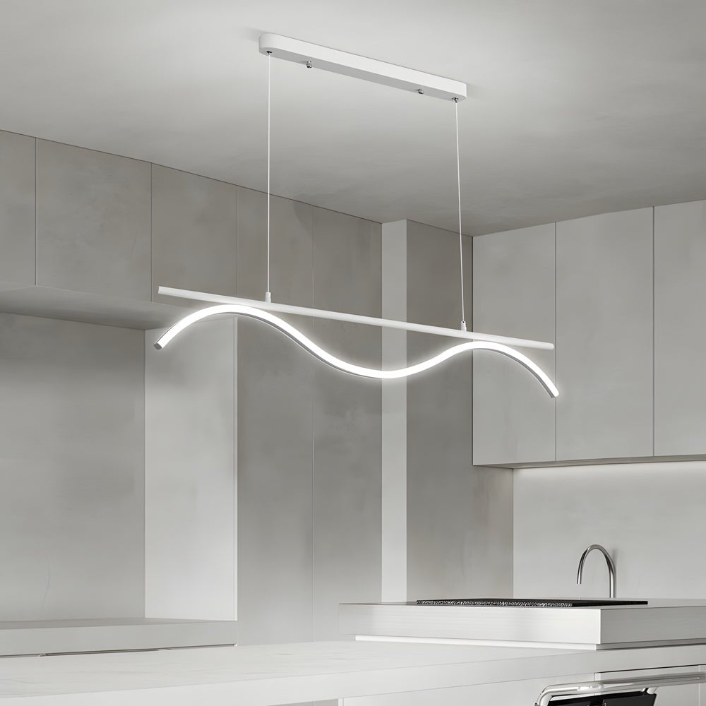 Wave Design LED Island Pendant Light - Modern Linear 47'' L